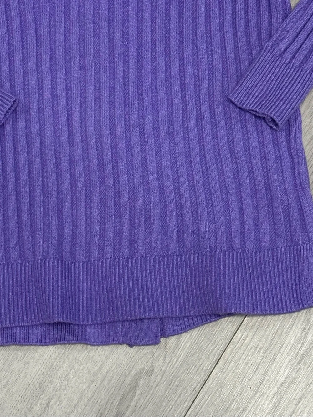 LOFT Violet Ribbed Button-Front Cardigan - Picture 10 of 10